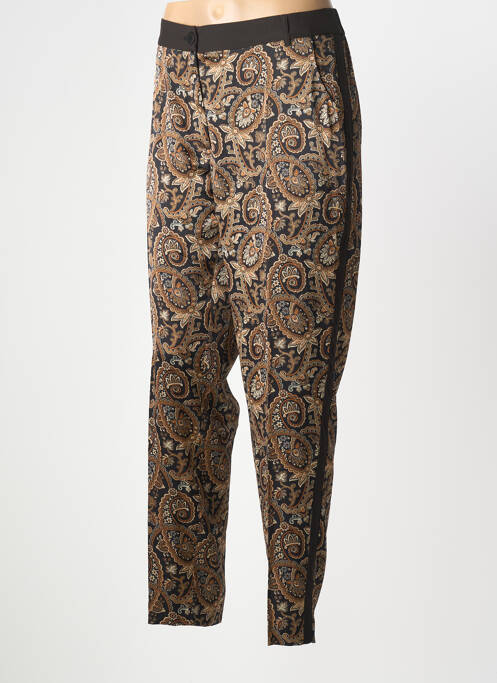 Pantalon droit tissage popeline taille normale noir ELORA femme