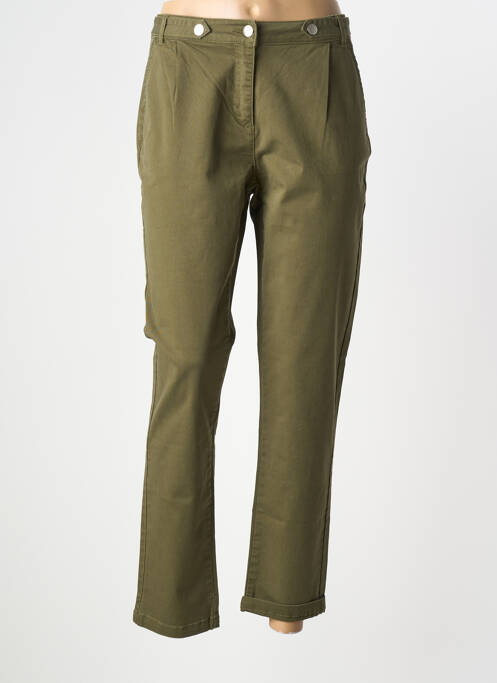 Pantalon droit stretch taille normale vert ELORA femme