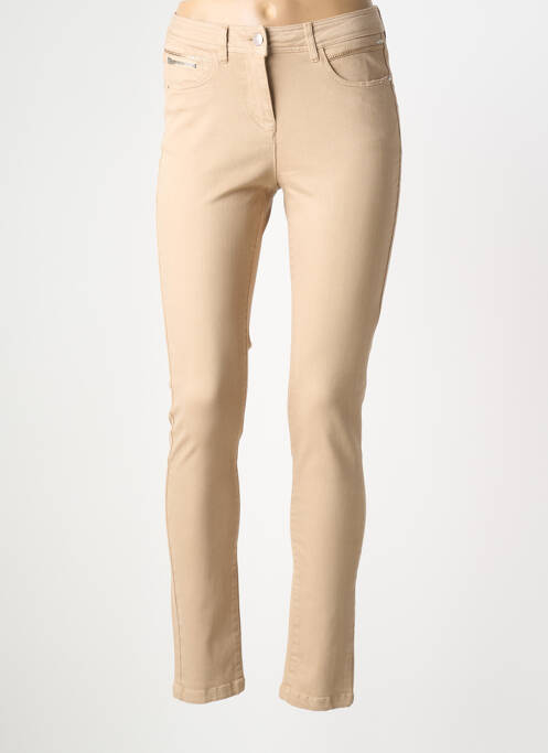 Pantalon slim tissage popeline taille normale beige ELORA femme