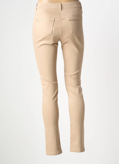 Pantalon slim tissage popeline taille normale beige ELORA femme