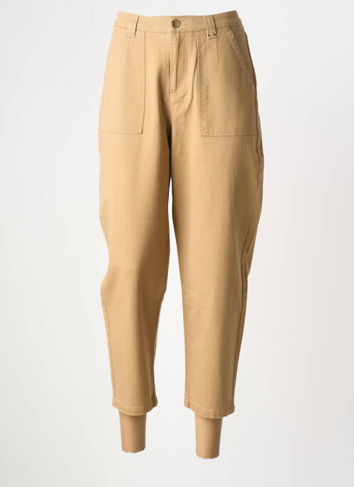 Pantalon 7/8 fermeture zippée sous rabat boutonné taille normale marron ELORA femme