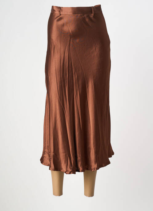 Jupe longue fermeture zip latéral marron ELORA femme