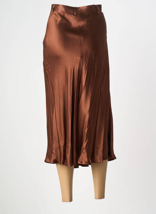 Jupe longue fermeture zip latéral marron ELORA femme