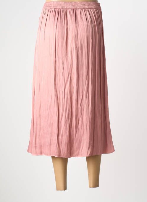 Jupe mi-longue coupe droite rose ELORA femme