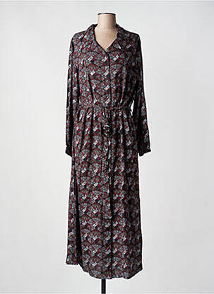 Robe longue imprimé fantaisie manches longues noir AGATHE & LOUISE femme