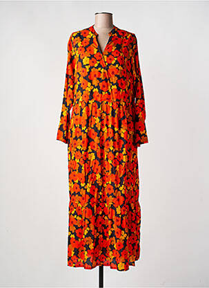 Robe longue imprimé fleurs manches longues orange AGATHE & LOUISE femme