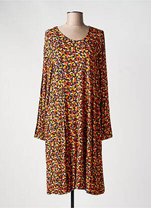 Robe mi-longue imprimé fleurs manches longues noir AGATHE & LOUISE femme