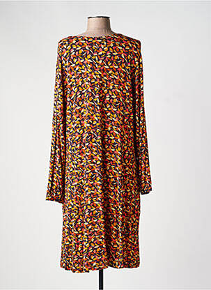 Robe mi-longue imprimé fleurs manches longues noir AGATHE & LOUISE femme