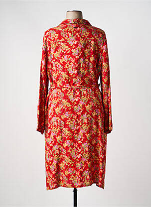 Robe mi-longue imprimé fleurs manches longues rouge AGATHE & LOUISE femme