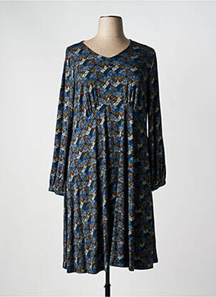 Robe mi-longue imprimé fantaisie manches longues bleu AGATHE & LOUISE femme