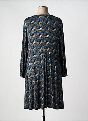 Robe mi-longue imprimé fantaisie manches longues bleu AGATHE & LOUISE femme