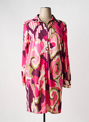 Robe mi-longue imprimé fantaisie manches longues rose AN II VITO femme