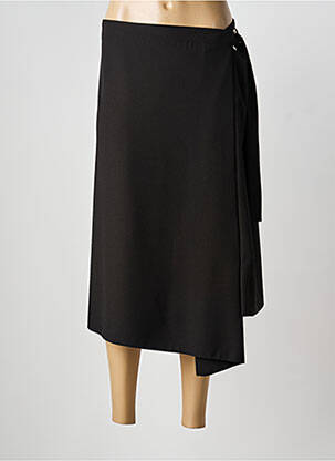 Jupe mi-longue taille à pinces noir MAT. femme