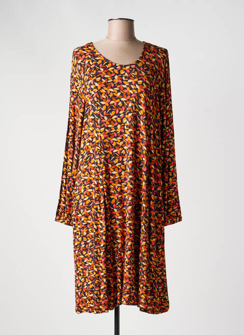 Robe mi-longue imprimé fleurs manches longues noir AGATHE & LOUISE femme