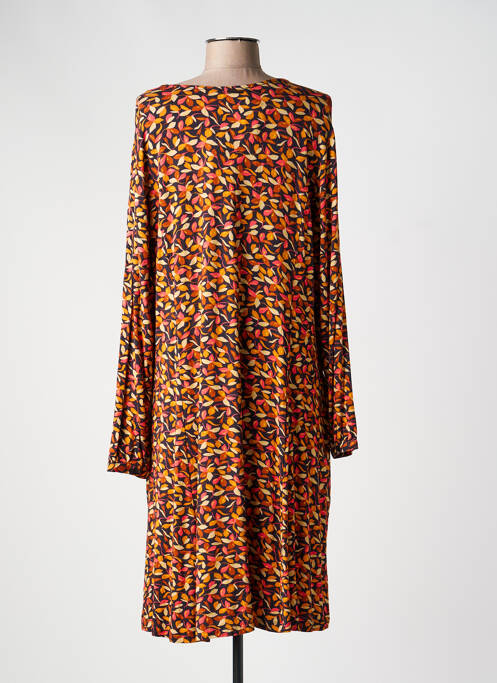 Robe mi-longue imprimé fleurs manches longues noir AGATHE & LOUISE femme