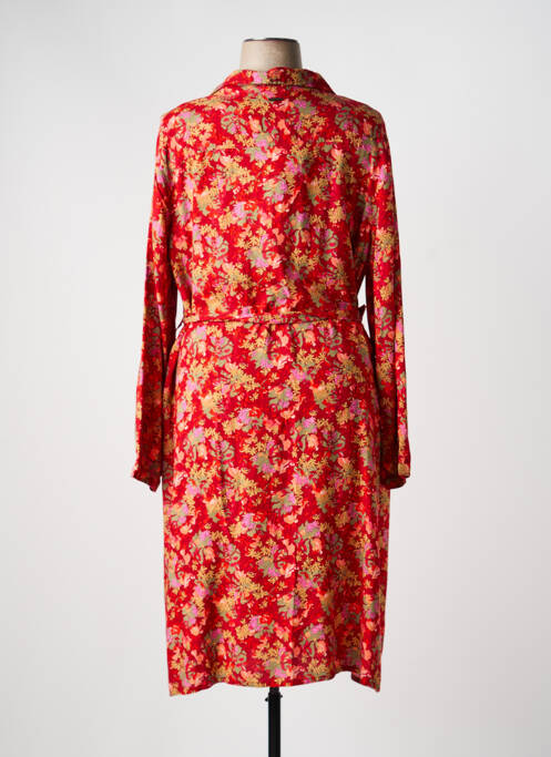 Robe mi-longue imprimé fleurs manches longues rouge AGATHE & LOUISE femme