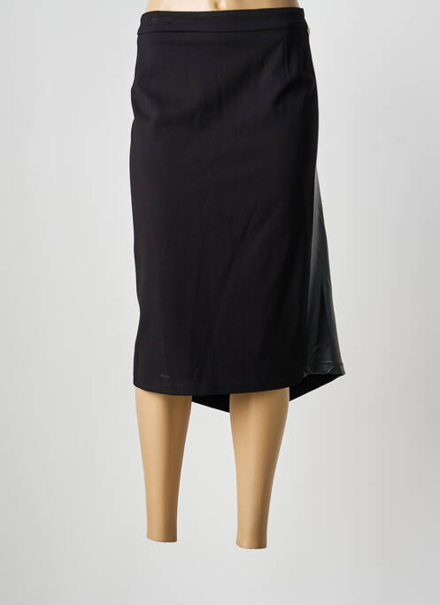 Jupe mi-longue coupe droite noir MAT. femme