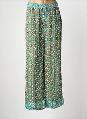Pantalon large tissage popeline taille normale vert B.YOUNG femme
