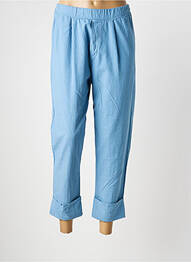 Pantalon 7/8 tissage popeline taille normale bleu PAN femme