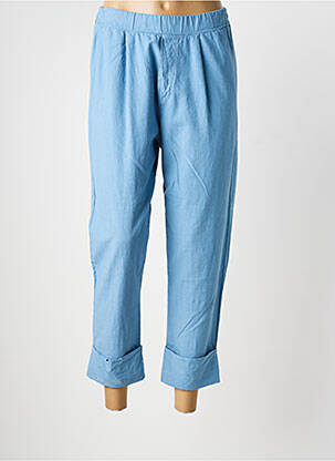 Pantalon 7/8 tissage popeline taille normale bleu PAN femme