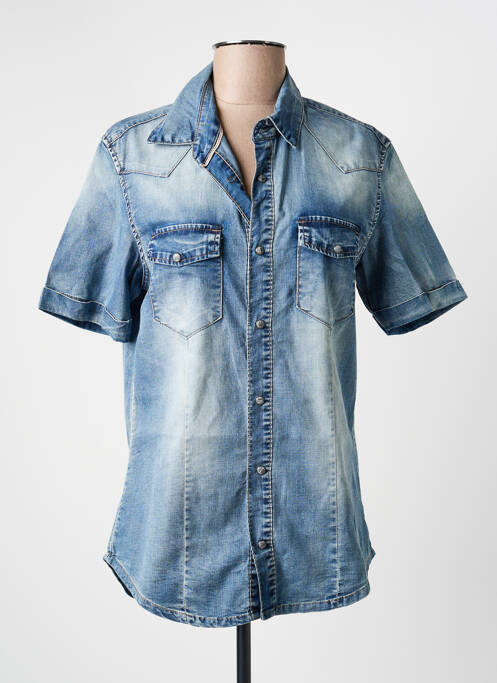 Chemise manches courtes coupe cintrée bleu RYUJEE homme