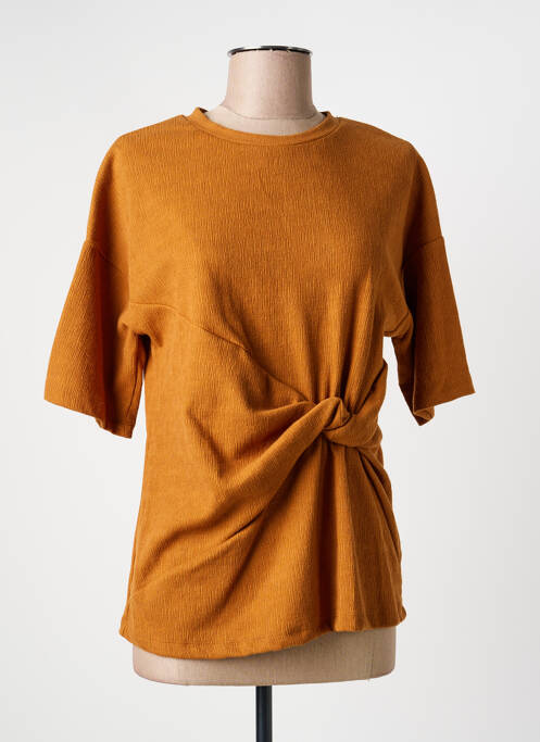 T-shirt stretch manches courtes marron ANDY & LUCY femme