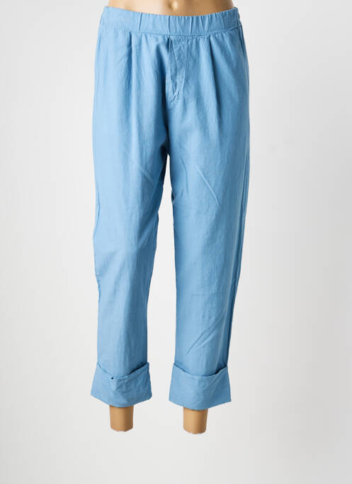 Pantalon 7/8 tissage popeline taille normale bleu PAN femme