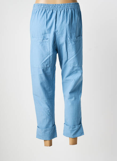 Pantalon 7/8 tissage popeline taille normale bleu PAN femme