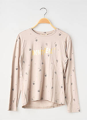 T-shirt coupe cintrée manches longues beige MINI MIGNON fille
