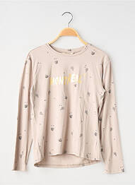 T-shirt coupe cintrée manches longues beige MINI MIGNON fille