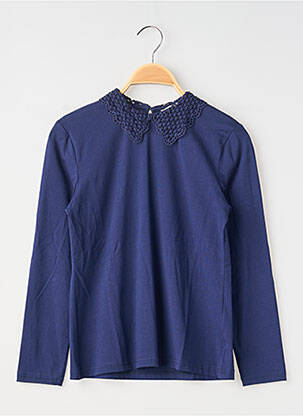T-shirt fermeture boutonnée au dos manches longues bleu MINI MIGNON fille