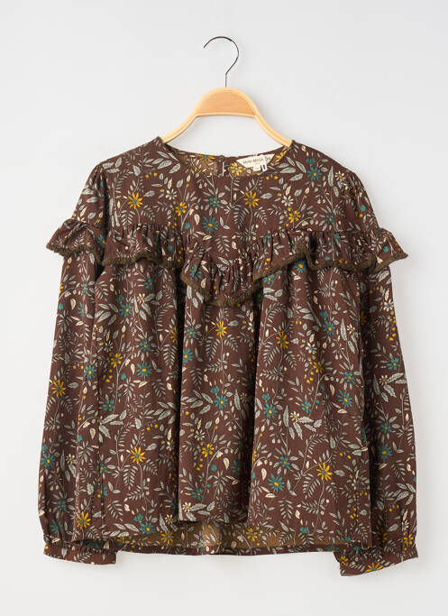 Blouse manches longues manches longues marron MINI MIGNON fille