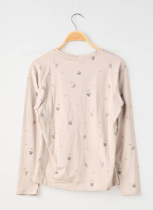 T-shirt coupe cintrée manches longues beige MINI MIGNON fille