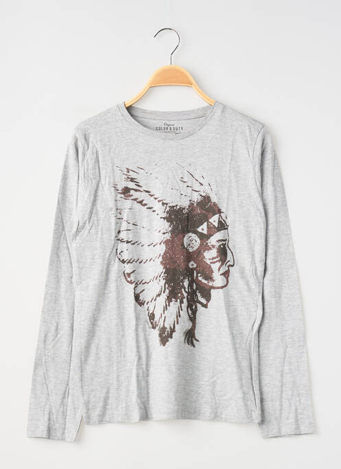 T-shirt coupe cintrée manches longues gris COLOR & DUTY fille