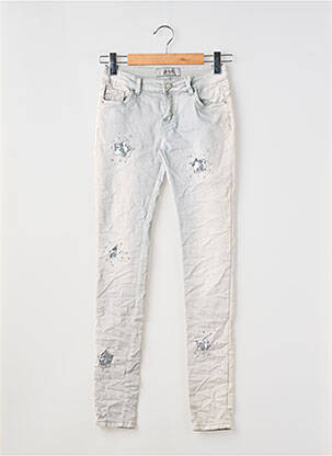 Jeans skinny stretch taille ajustable gris G66 fille
