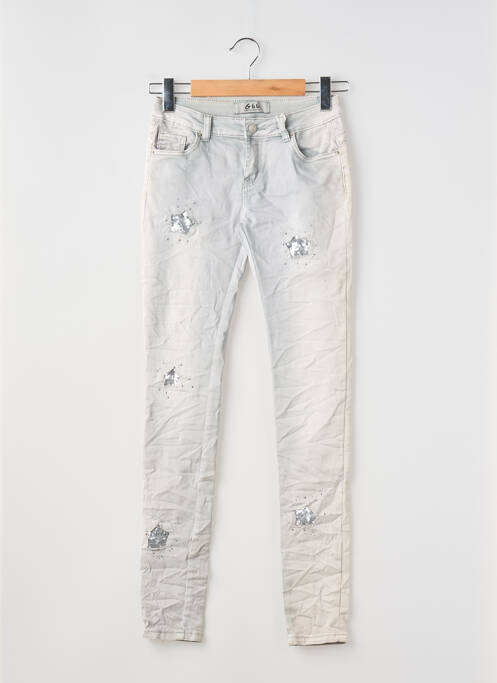Jeans skinny stretch taille ajustable gris G66 fille