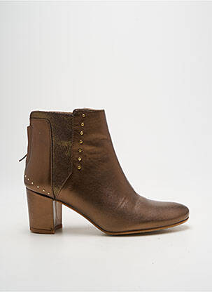 Bottines/boots tissage satiné talon de 4 à 6cm marron ANTOINETTE AMESKA femme