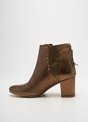 Bottines/boots tissage satiné talon de 4 à 6cm marron ANTOINETTE AMESKA femme