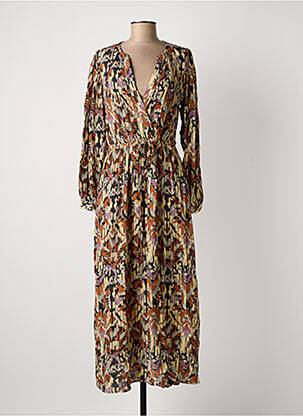 Robe longue manches longues manches longues marron SEE U SOON femme