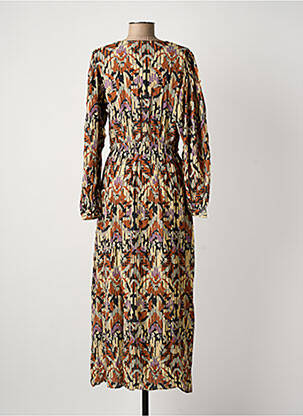Robe longue manches longues manches longues marron SEE U SOON femme