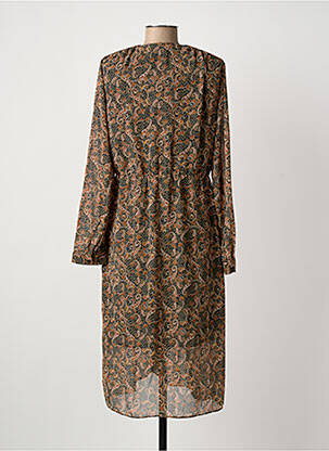 Robe mi-longue imprimé fantaisie manches longues marron SEE U SOON femme