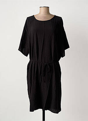 Robe mi-longue manches 3/4 manches 3/4 noir ICHI femme