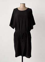 Robe mi-longue manches 3/4 manches 3/4 noir ICHI femme