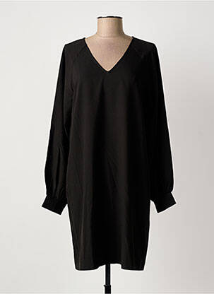 Robe mi-longue manches longues manches longues noir ICHI femme