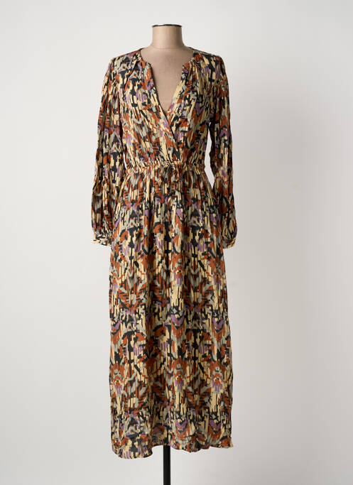 Robe longue manches longues manches longues marron SEE U SOON femme