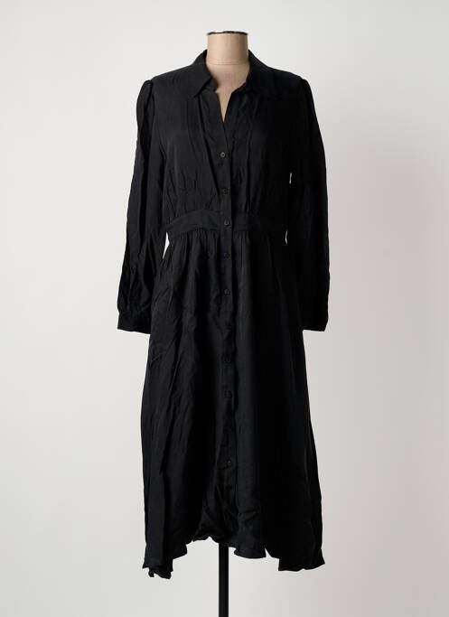 Robe mi-longue manches longues manches longues noir SEE U SOON femme