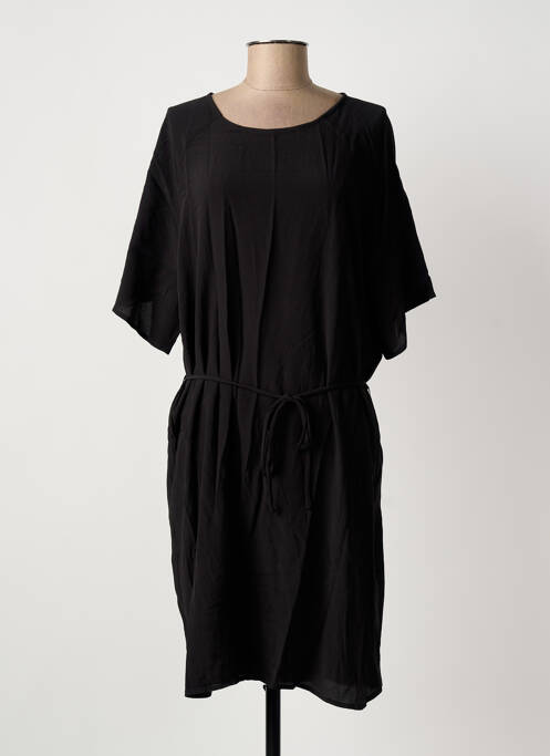 Robe mi-longue manches 3/4 manches 3/4 noir ICHI femme
