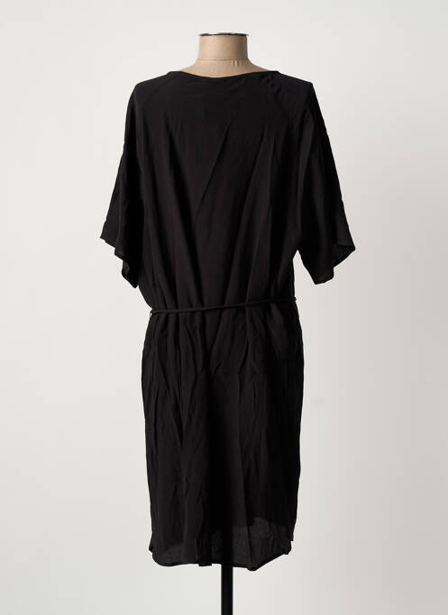 Robe mi-longue manches 3/4 manches 3/4 noir ICHI femme