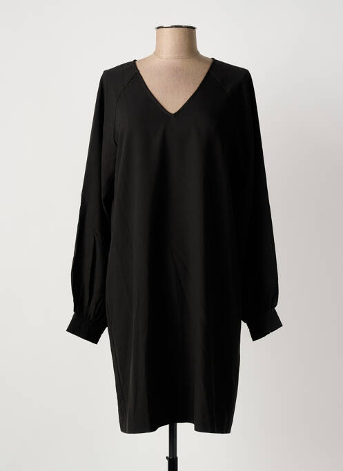 Robe mi-longue manches longues manches longues noir ICHI femme