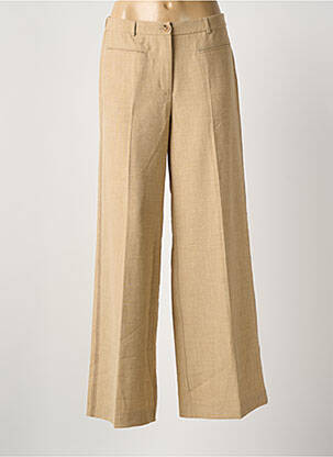 Pantalon large fermeture zippée sous rabat boutonné taille normale marron SUMMUM femme